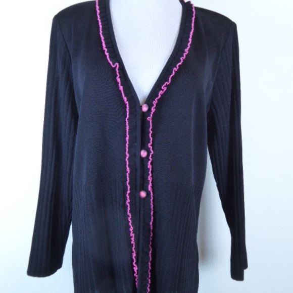 MISOOK PINK EDGED RUFFLE CARDIGAN Sweater jacket M - Picture 1 of 7